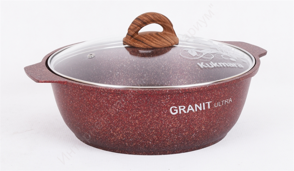 Кастрюля-жаровня Kukmara "Granit Ultra" жга31а 3 л со стеклянной крышкой (red) 