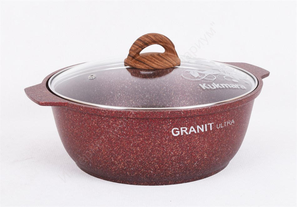Кастрюля-жаровня Kukmara "Granit Ultra" жга41а 4 л со стеклянной крышкой (red) 