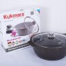 Кастрюля-жаровня Kukmara "Мраморная" жмк42а 4л со стеклянной крышкой (кофейный мрамор) 