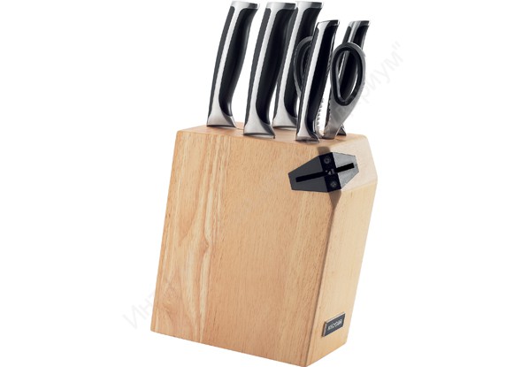 Набор из 5 кухонных ножей, ножниц и блока для ножей с ножеточкой "Ursa" 722616 
