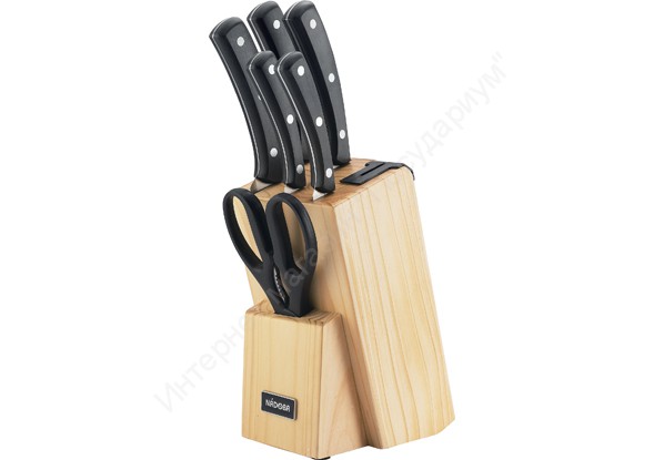 Набор из 5 кухонных ножей и блока для ножей с ножеточкой Nadoba “Helga” 723016 