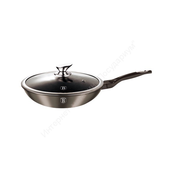Сковорода WOK кованый с крышкой Berlinger Haus BH-1244 Metallic Line (Карбон) 30 см 