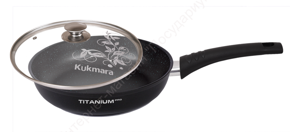 Сковорода Kukmara "Titanium pro" ст2603 26 см со стеклянной крышкой 